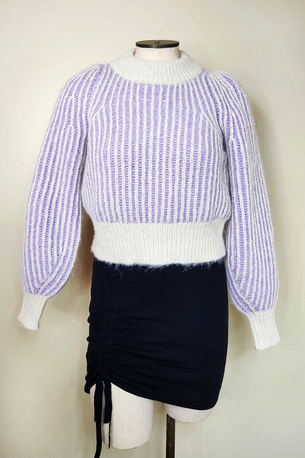 Two-Tone Crew Neck Recycled Polyester Rib Sweater