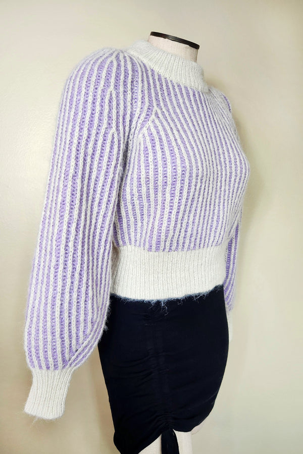 Two-Tone Crew Neck Recycled Polyester Rib Sweater