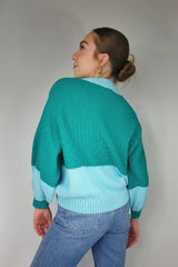 Teal Two Tone Recycled Cotton Sweater