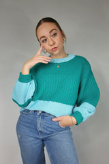 Teal Two Tone Recycled Cotton Sweater