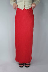 Red Satin Maxi Slip Skirt