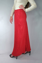 Red Satin Maxi Slip Skirt