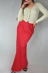 Red Satin Maxi Slip Skirt