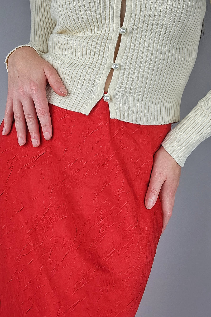 Red Satin Maxi Slip Skirt