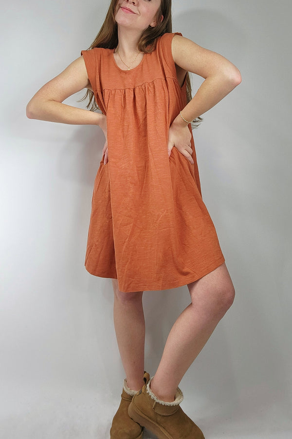 Extended Shoulder Babydoll Knit Dress - SALE