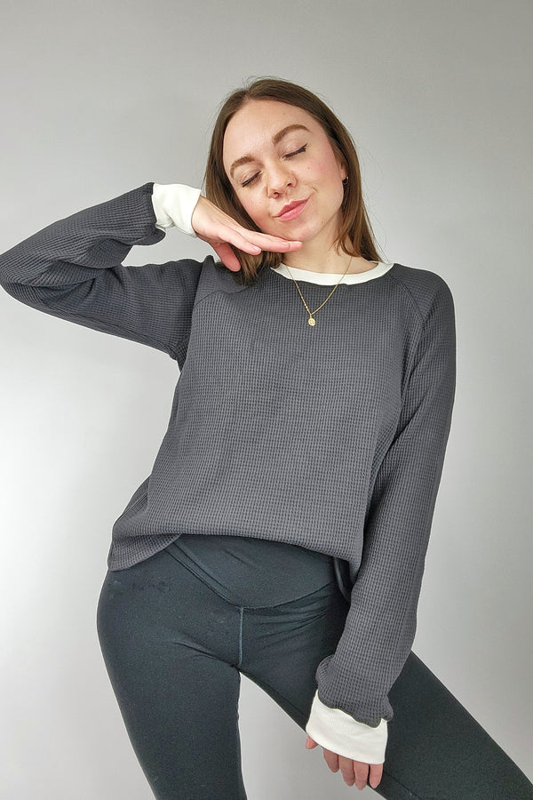 Organic Cotton Waffle Ringer Sweatshirt