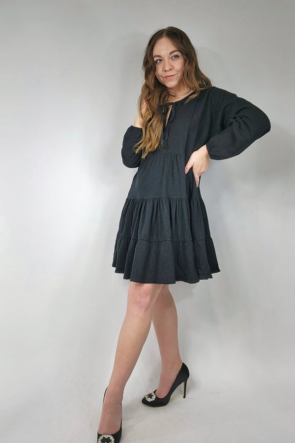 Organic Cotton Knit Long Sleeve Mini Dress