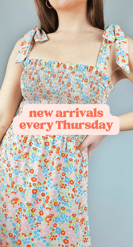 floral dress, black tshirt, seamless tanks - sustainable new arrivals