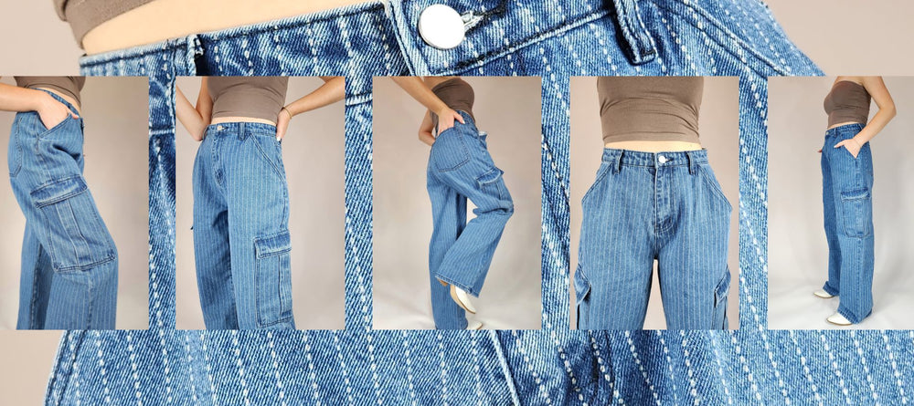 pinstripe cargo baggy jeans
