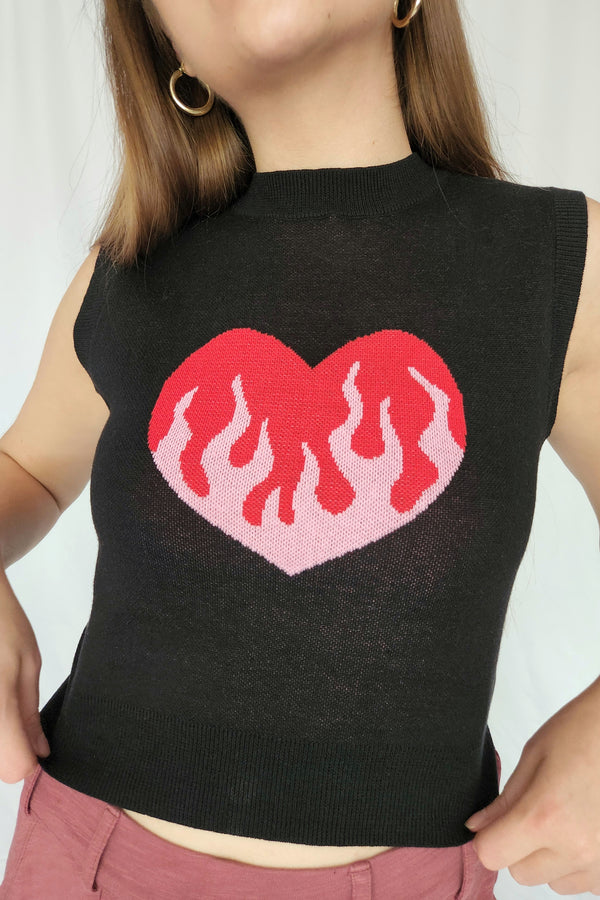 Burning Love Sweater Vest Knit Tank - SALE - Ellekin 