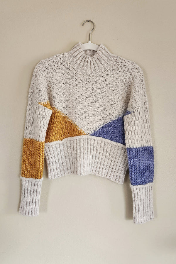 Geo Colorblock Funnel Neck Sweater