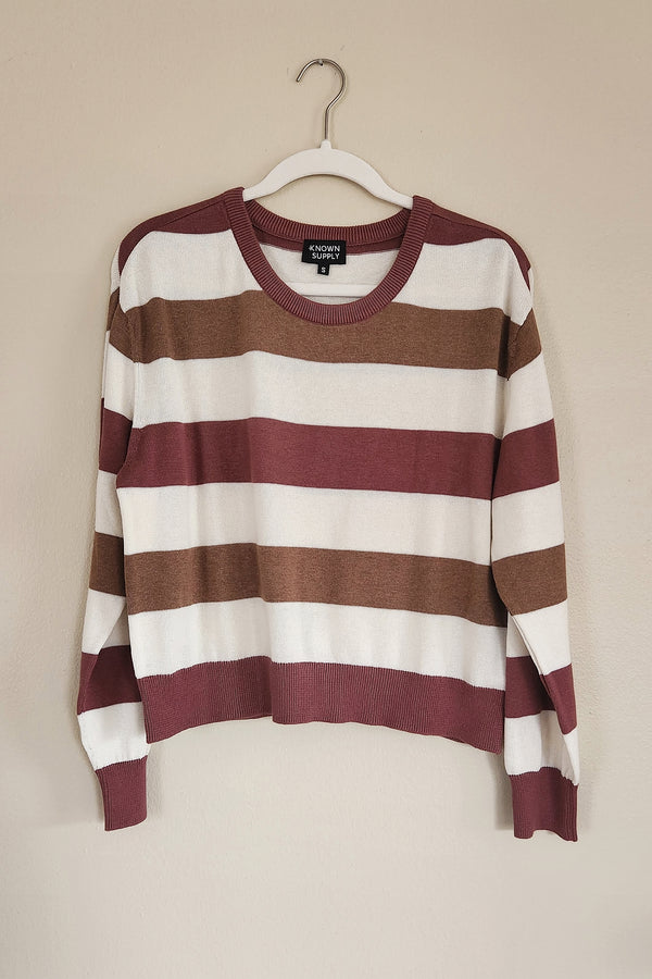 Mauve/Brown Striped Sweater - SALE - Ellekin 