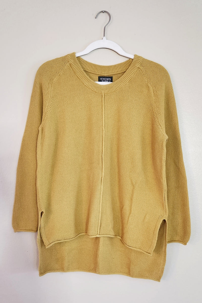 High Low Cotton Crew Sweater