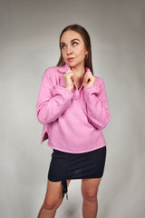 Fuchsia Mélange Polo Sweater