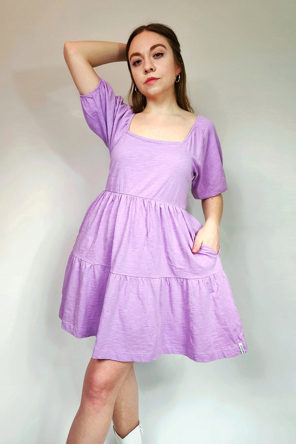 Puff Sleeve Tiered Mini Dress - Ellekin 