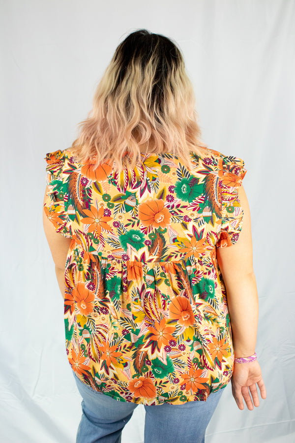 Floral Sleeveless Tie Top