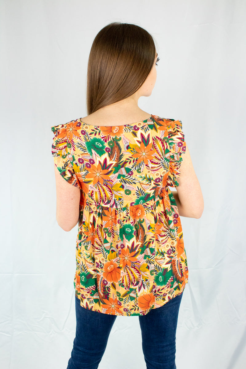 Floral Sleeveless Tie Top