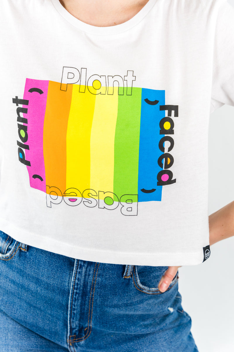 Plant Based Rainbow Cropped Graphic Tee - SALE - Ellekin 