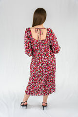 Sweetheart Long Sleeve Floral Midi Dress