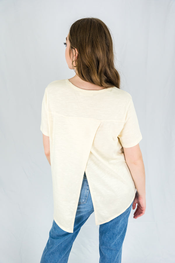 Open Back Short Sleeve Knit Top - SALE - Ellekin 
